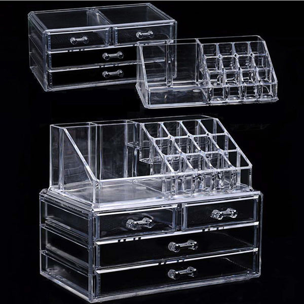 Acrylic transparent Makeup Organizer Storage Boxes Make Cosmetics Brush Organizer home  Drawers Cotton Swabs Stick Storage case