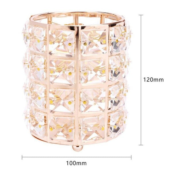 Crystal Makeup Organizer Metal Storage Box European style Eyebrow Pencil Lipstick Holder Makeup Brush Holder Cosmetic Organizer