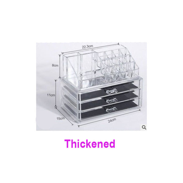 Acrylic transparent Makeup Organizer Storage Boxes Make Cosmetics Brush Organizer home  Drawers Cotton Swabs Stick Storage case