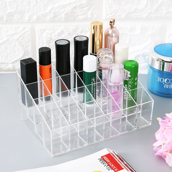 Multiple Grid Acrylic transparent Makeup Organizer Storage Box Drill polish lipstick Nail organizer Cosmetic Jewelry Box Holder