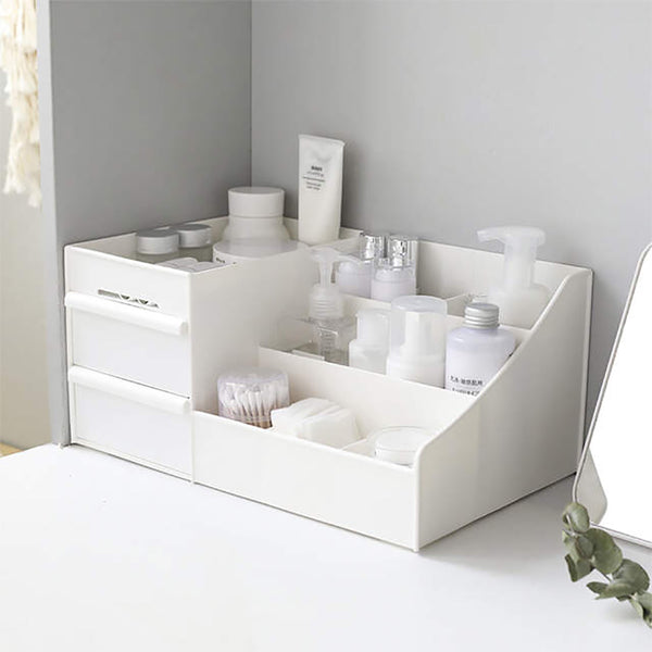Organizer Make Up Storage Plastic Box Wooden Large Capacity Cosmetic Storage Drawer Makeup Dressing Table Skin Care Rack Swabs