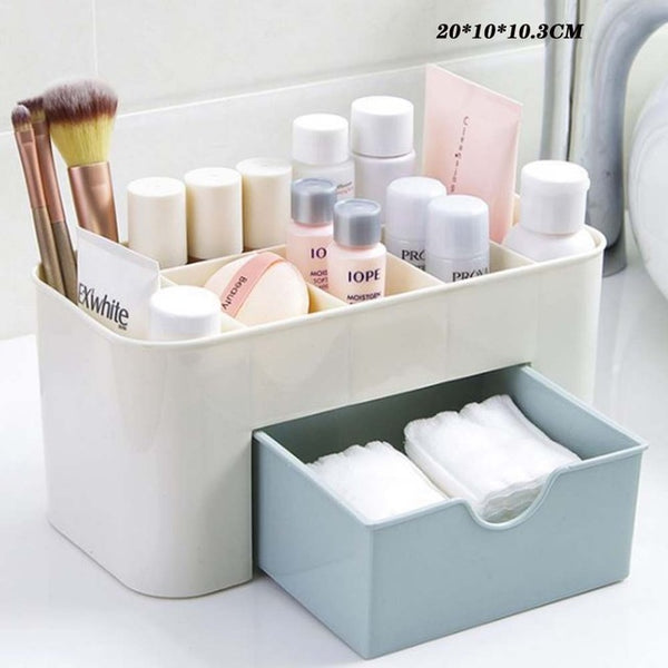 Organizer Make Up Storage Plastic Box Wooden Large Capacity Cosmetic Storage Drawer Makeup Dressing Table Skin Care Rack Swabs