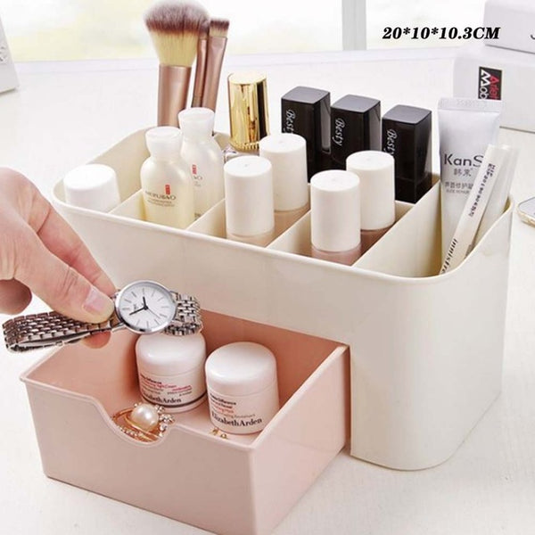 Organizer Make Up Storage Plastic Box Wooden Large Capacity Cosmetic Storage Drawer Makeup Dressing Table Skin Care Rack Swabs