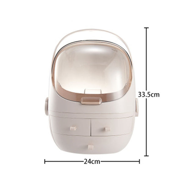 USB Rechargeable Makeup Organizer case Cosmetic Storage Box  Jewelry Container Dust proof Drawer Waterproof Mirror LED Light