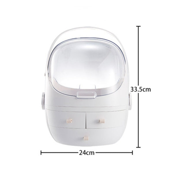 USB Rechargeable Makeup Organizer case Cosmetic Storage Box  Jewelry Container Dust proof Drawer Waterproof Mirror LED Light