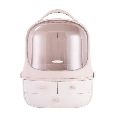 USB Rechargeable Makeup Organizer case Cosmetic Storage Box  Jewelry Container Dust proof Drawer Waterproof Mirror LED Light