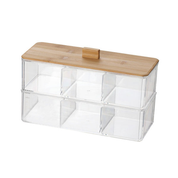 MSJO Makeup Organizer Box Storage Cosmetices Cotton Pads Swab Bamboo Cover for Women Home Bathroom  Organizador Makeup Boxes Bin