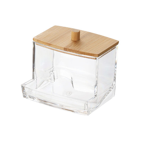 MSJO Makeup Organizer Box Storage Cosmetices Cotton Pads Swab Bamboo Cover for Women Home Bathroom  Organizador Makeup Boxes Bin