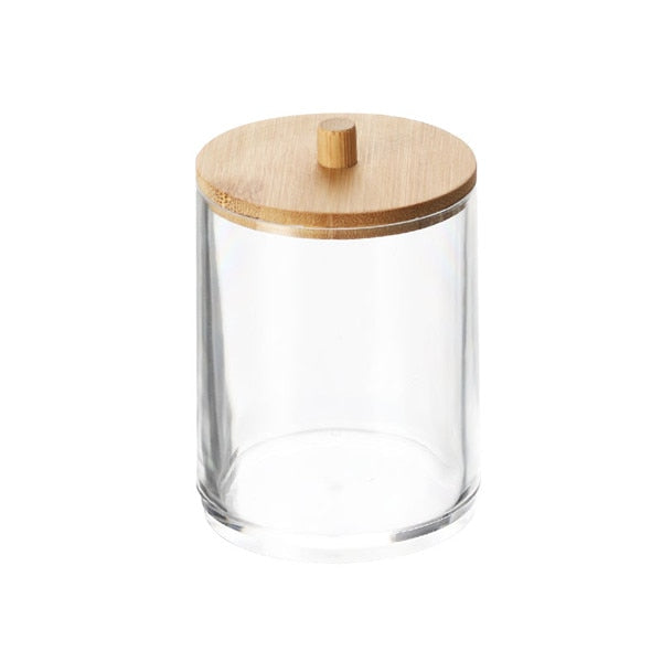 MSJO Makeup Organizer Box Storage Cosmetices Cotton Pads Swab Bamboo Cover for Women Home Bathroom  Organizador Makeup Boxes Bin