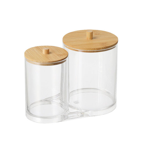 MSJO Makeup Organizer Box Storage Cosmetices Cotton Pads Swab Bamboo Cover for Women Home Bathroom  Organizador Makeup Boxes Bin