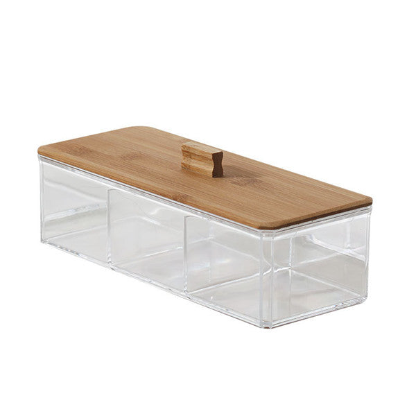 MSJO Makeup Organizer Box Storage Cosmetices Cotton Pads Swab Bamboo Cover for Women Home Bathroom  Organizador Makeup Boxes Bin