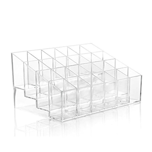 Transparent 24 Grids Acrylic Makeup Organizer Lipstick Holder Display Rack Case Cosmetic Nail Polish Make Up Organiser Tool