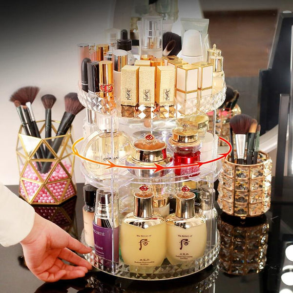 360 Degree Rotating Makeup Storage Rack Height Adjustable Cosmetics Or ...