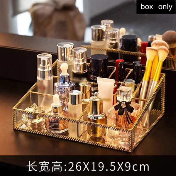 Transparent Drawer Makeup Organizer Glass Desktop finishing Skin Care Shelf Tissue Jewellery Necklace Ring Storage Box
