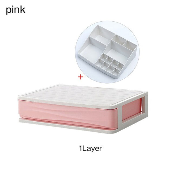 Plastic Cosmetic Organizer Makeup Organizer Makeup Storage Box Container Nail Casket Holder Desk Sundry Storage Case Makeup Box