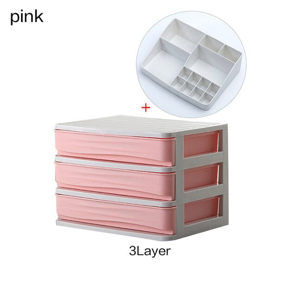 Plastic Cosmetic Organizer Makeup Organizer Makeup Storage Box Container Nail Casket Holder Desk Sundry Storage Case Makeup Box